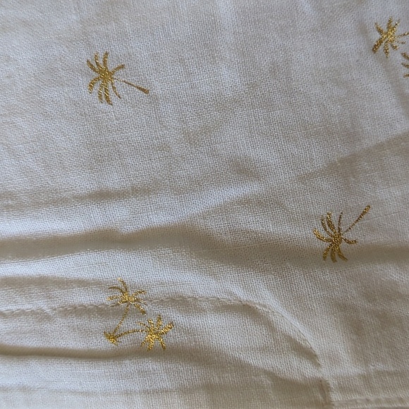Old Navy Everyday Short Mid Rise Linen Blend Gold Tropical Palm Trees Size 16 - Picture 3 of 7
